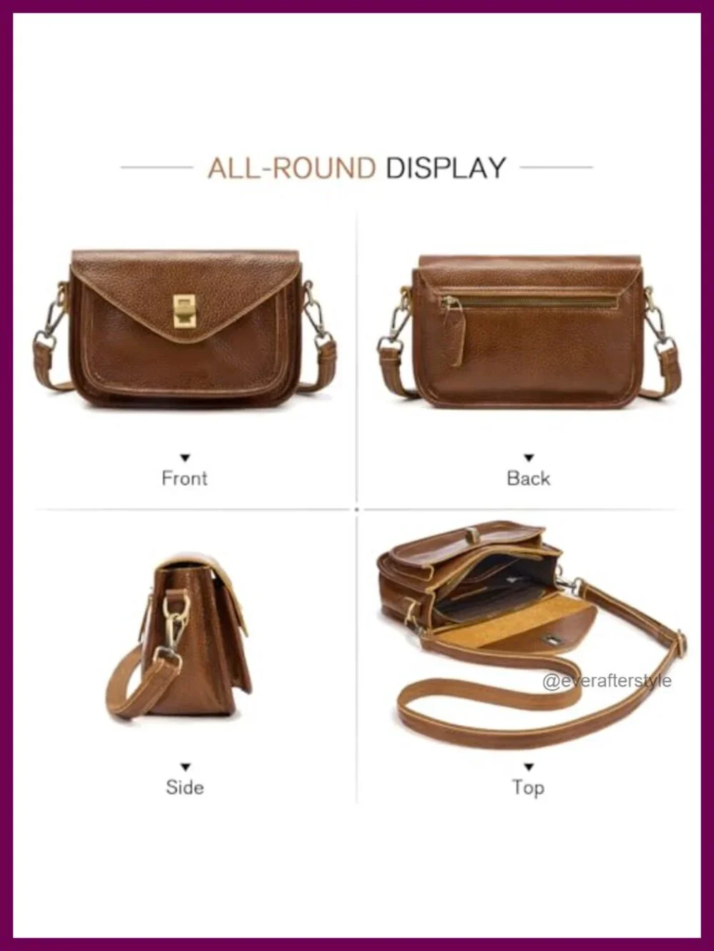 Genuine Leather Crossbody Bag Small Purse Multi-Pocket Adjustable Strap